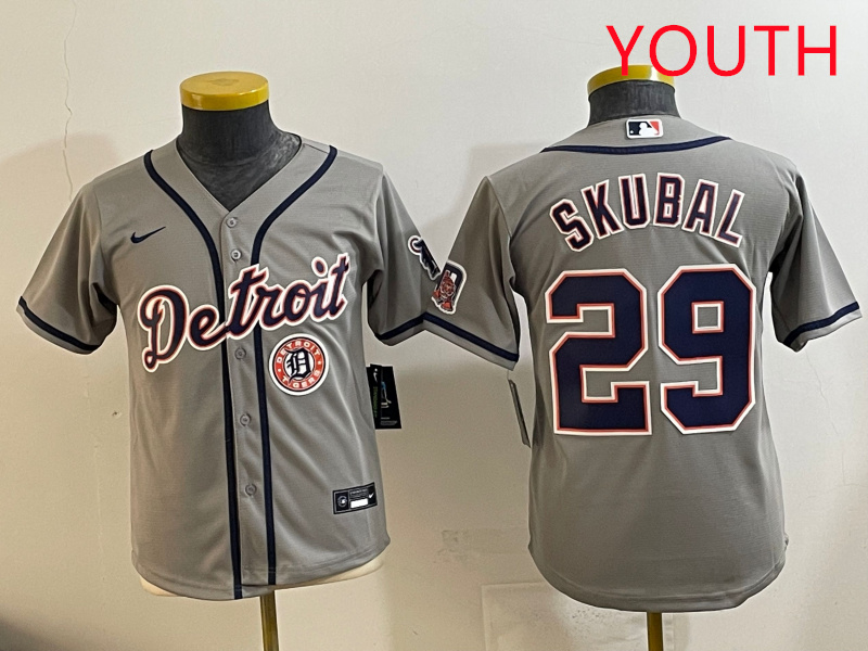 Youth 2025 Detroit Tigers #29 Skubal grey Nike MLB jersey